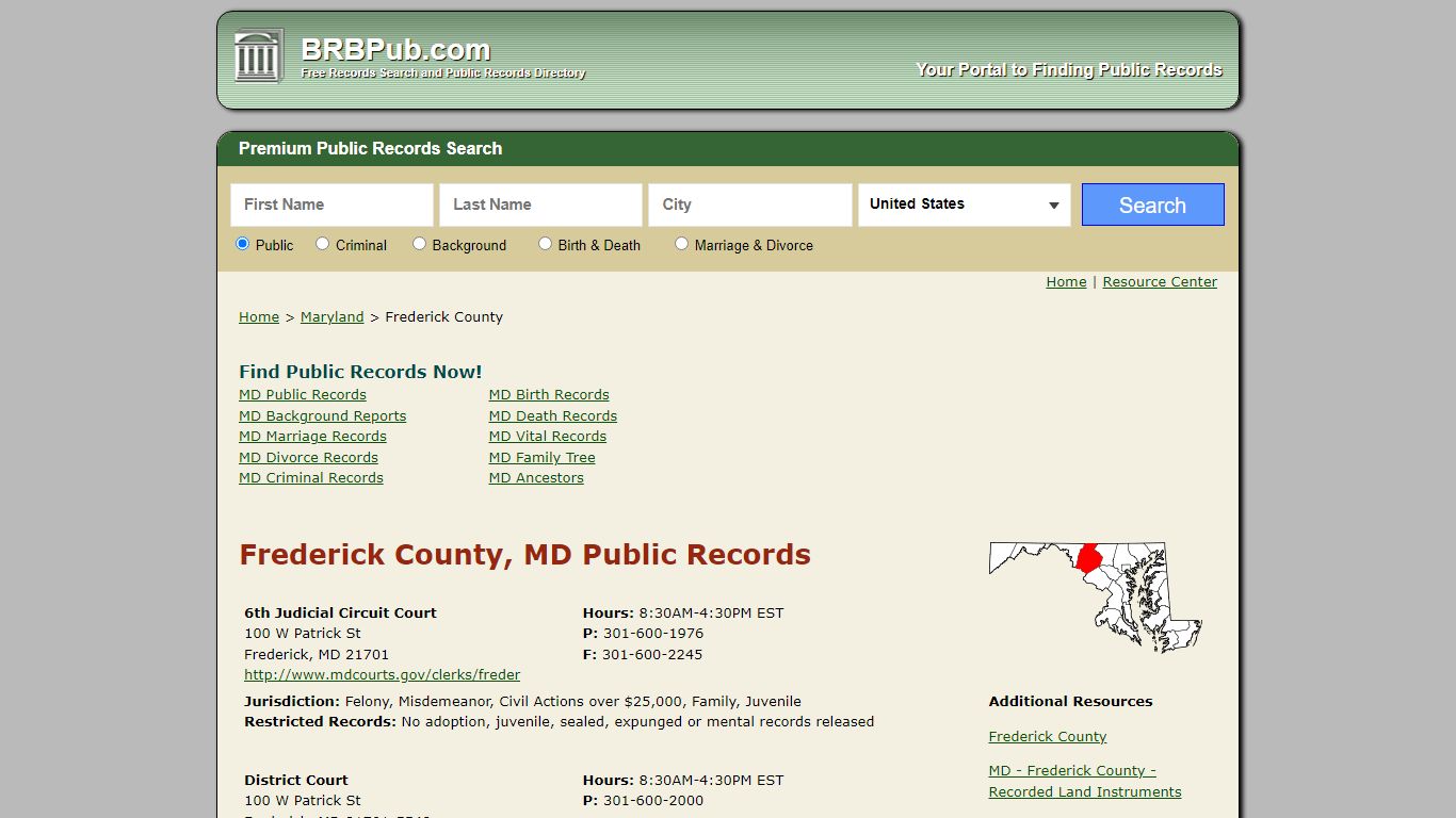 Frederick County Public Records | Search Maryland ...