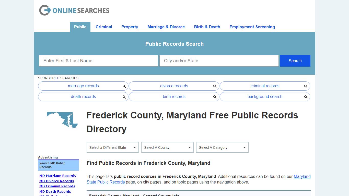 Frederick County, Maryland Public Records Directory
