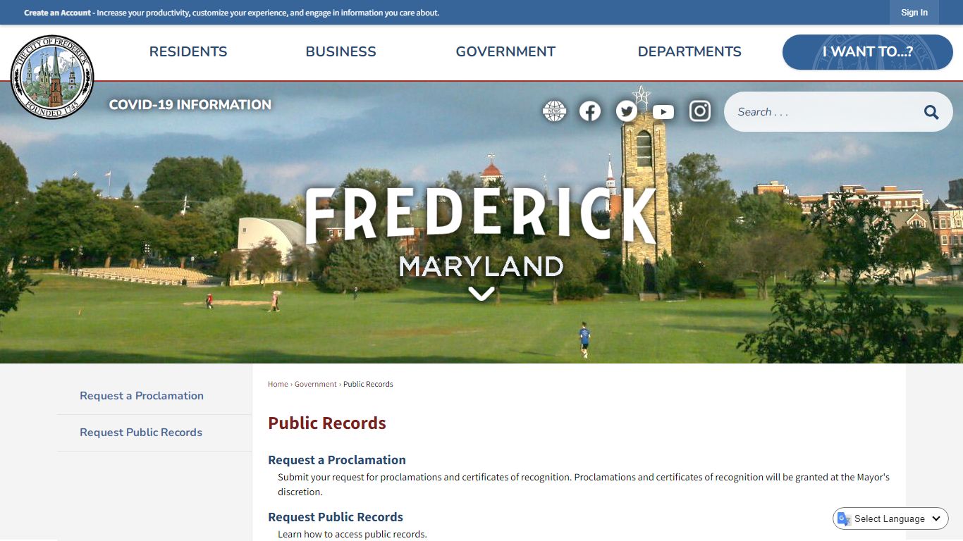 Public Records | The City of Frederick, MD - Official Website